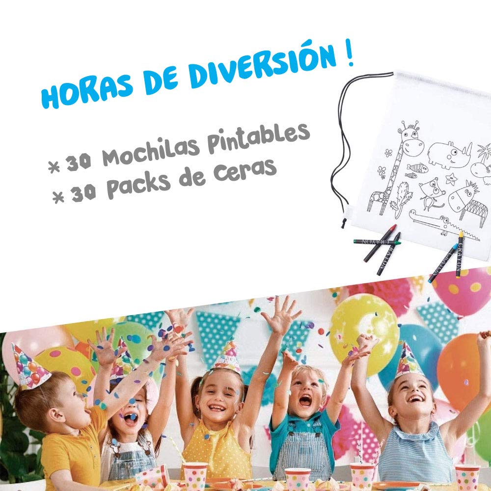 Mega Pack de Mochilas para Pintar con Ceras - Diversión Asegurada - Original Regalo para Cumpleaños, Fiestas Infantiles en el Colegio y Comuniones (30)