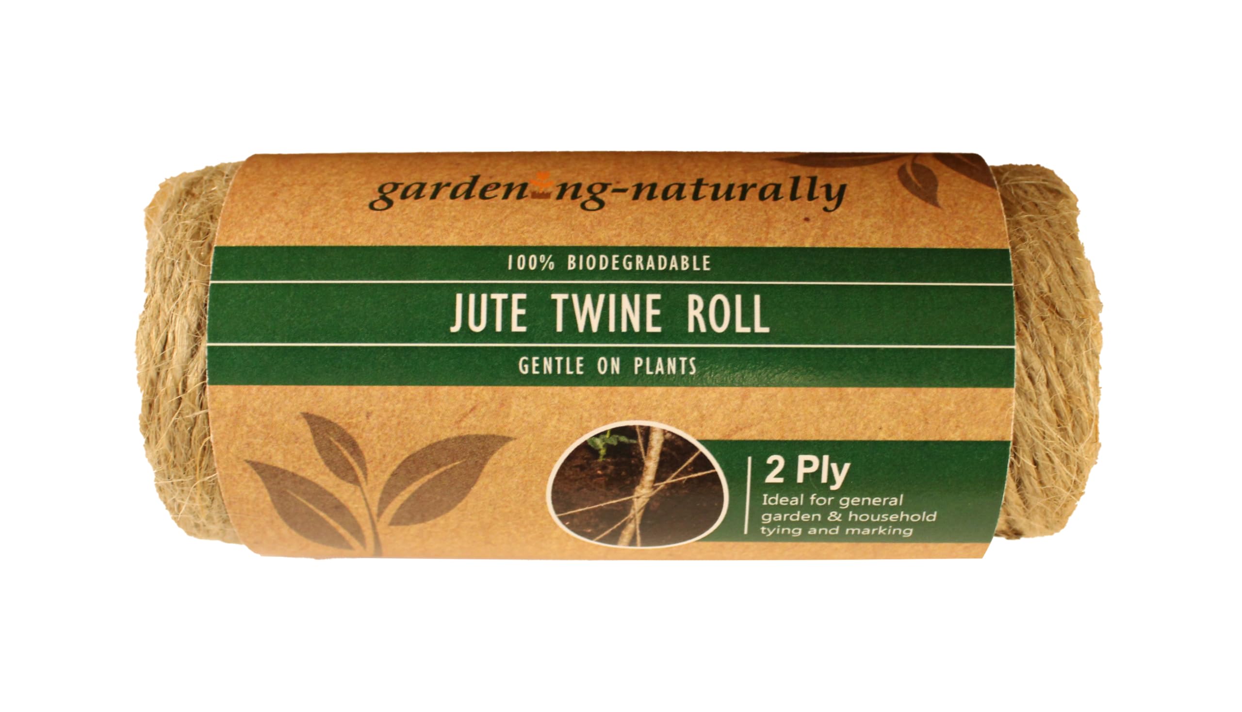 Natural Jute Garden Twine Roll – Biodegradable & Gentle, Perfect for Tying Plants and Marking Seeds, 45m Length (Green)