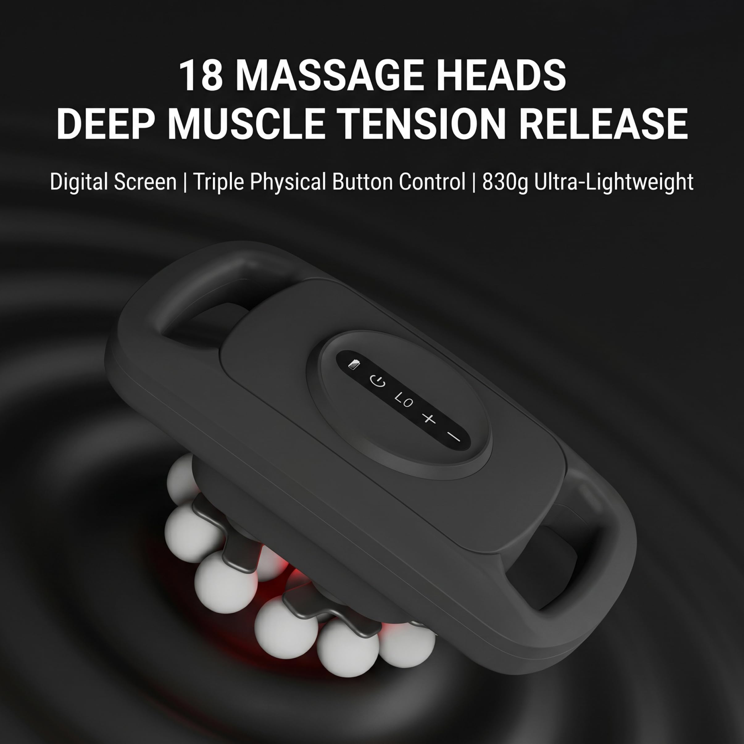 Pistola de masaje multicabezal de 18 cabezales, pistola de masaje para caballos para relajación muscular equina, negra
