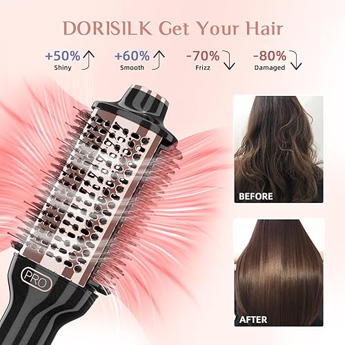 Miniatura 5 de DORISILK Cepillo secador de pelo mejorado 2.0 + peine suave calentado, cepillo de aire caliente de un solo paso, cepillo de soplado 4 en 1, secador