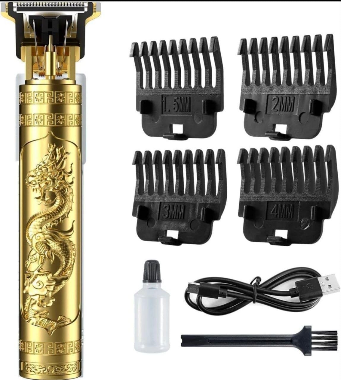 T9 Cordless Hair and Beard Trimmer for Men, Dragon Design | USB Charging, 50-Min Battery Life, 4 Guide Combs, Detachable Blades, Precision Cutting-image-30