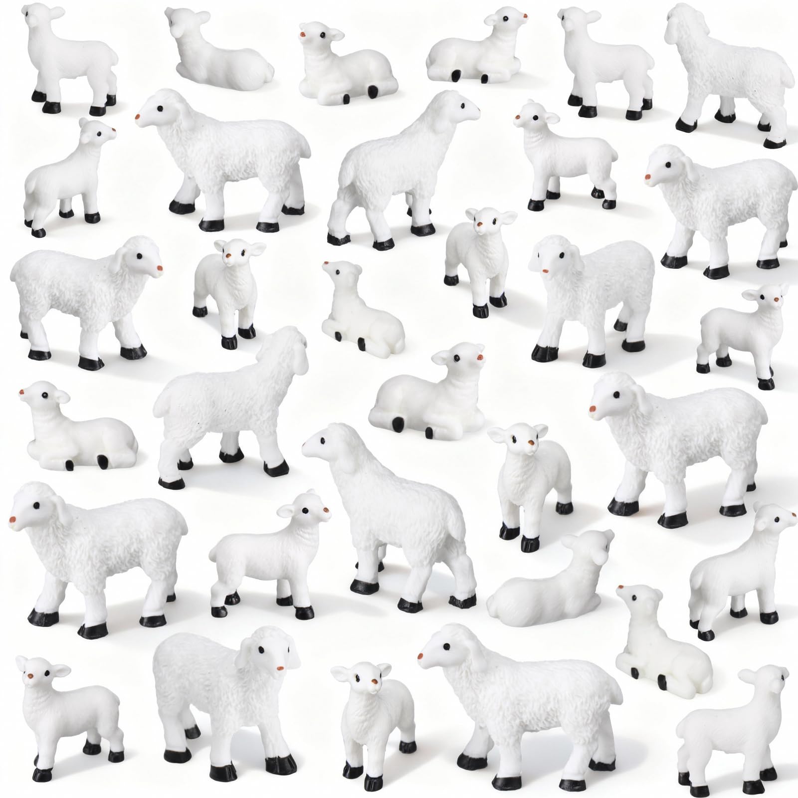 Soulchen 50 Pcs Easter Mini Sheep Resin Figurine Bulk Miniature Lamb Figure Animals Statue Landscape Little Shepherd Decor for Christian Gifts Mini DIY Garden Party Gift Home Outdoor Indoor Decor