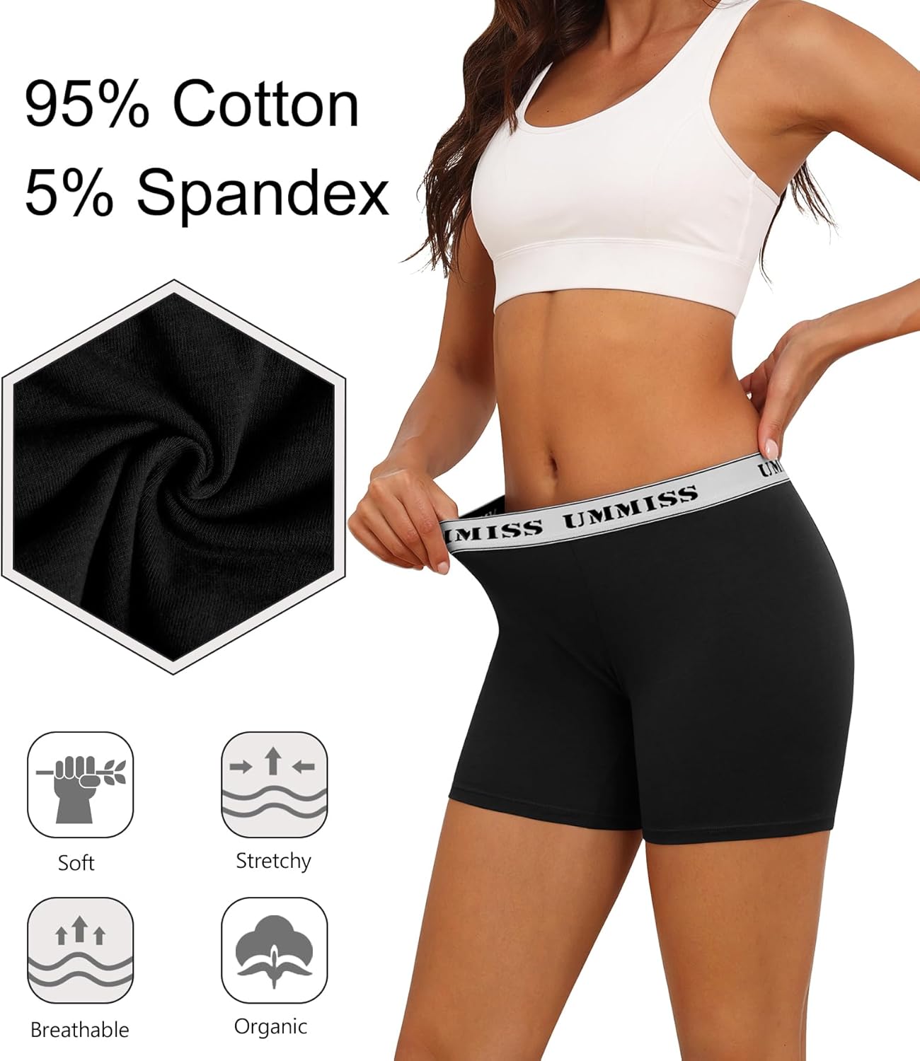 UMMISS Womens Boxer Briefs Underwear Boy Shorts Cotton Underwear Soft Anti Chafing Ladies Panties 4 Pack - Image 3