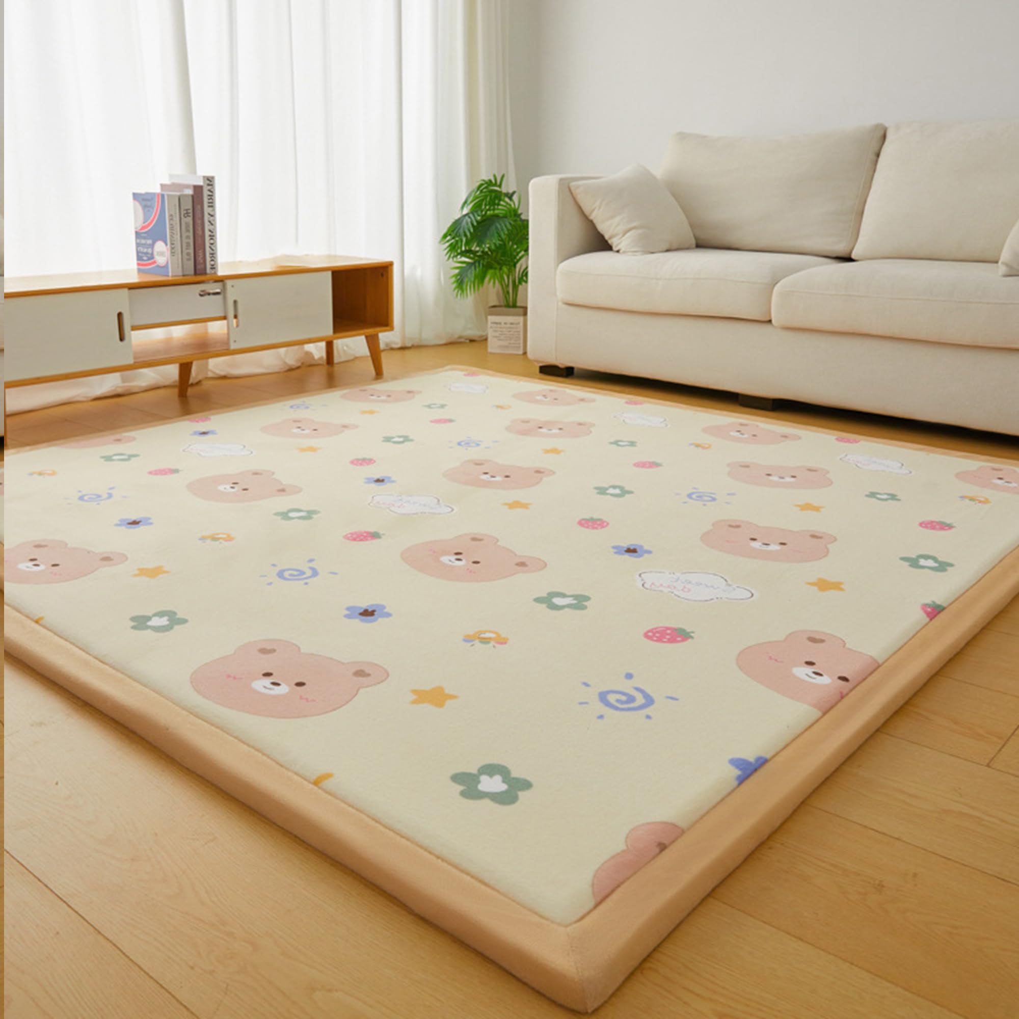 Tapis de chambre en peluche douce 200x200 contre les sols froids