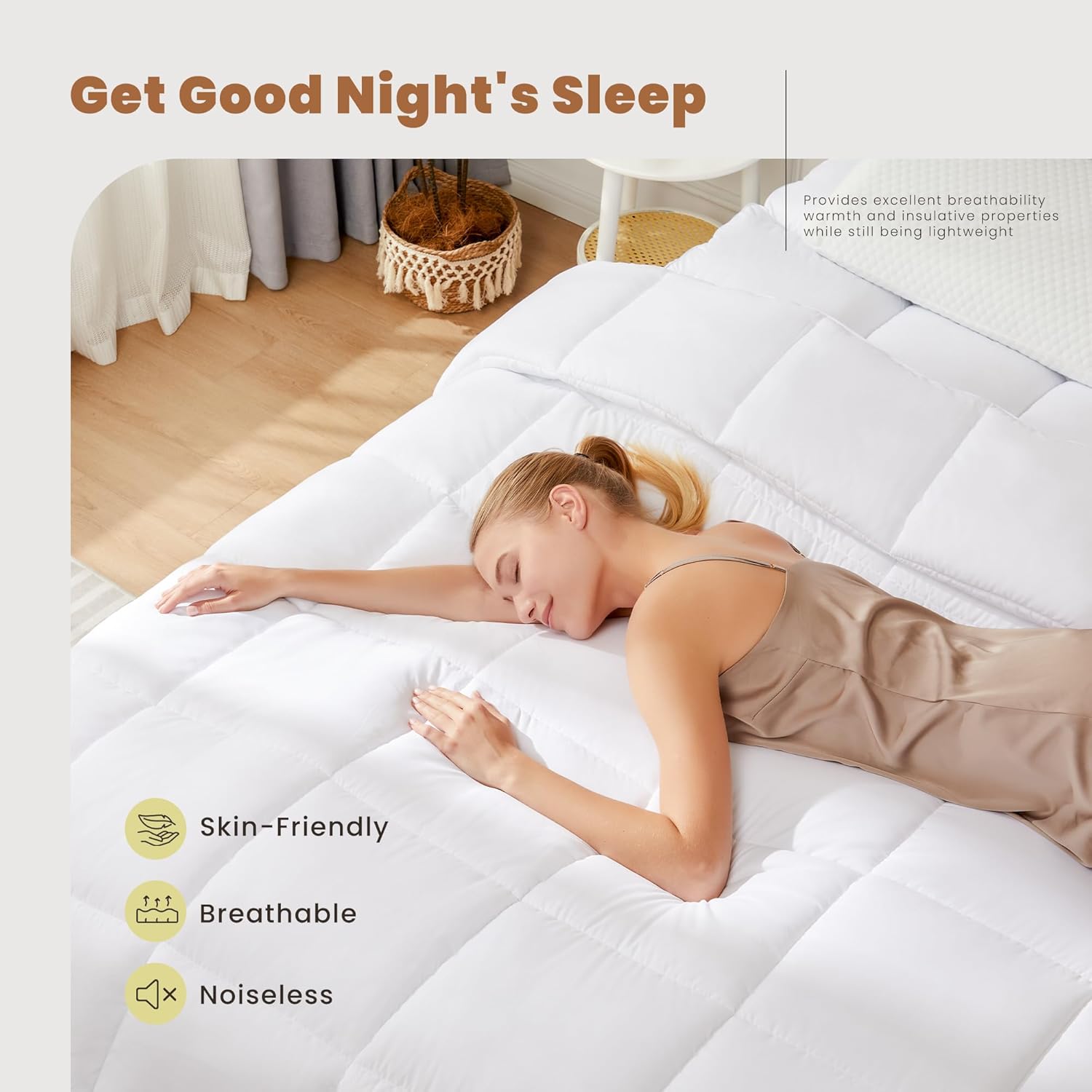 Bedding Comforter Duvet Insert,Soft and Fluffy Bedding, Lightweight and Luxurious Down Comforter,White (King)