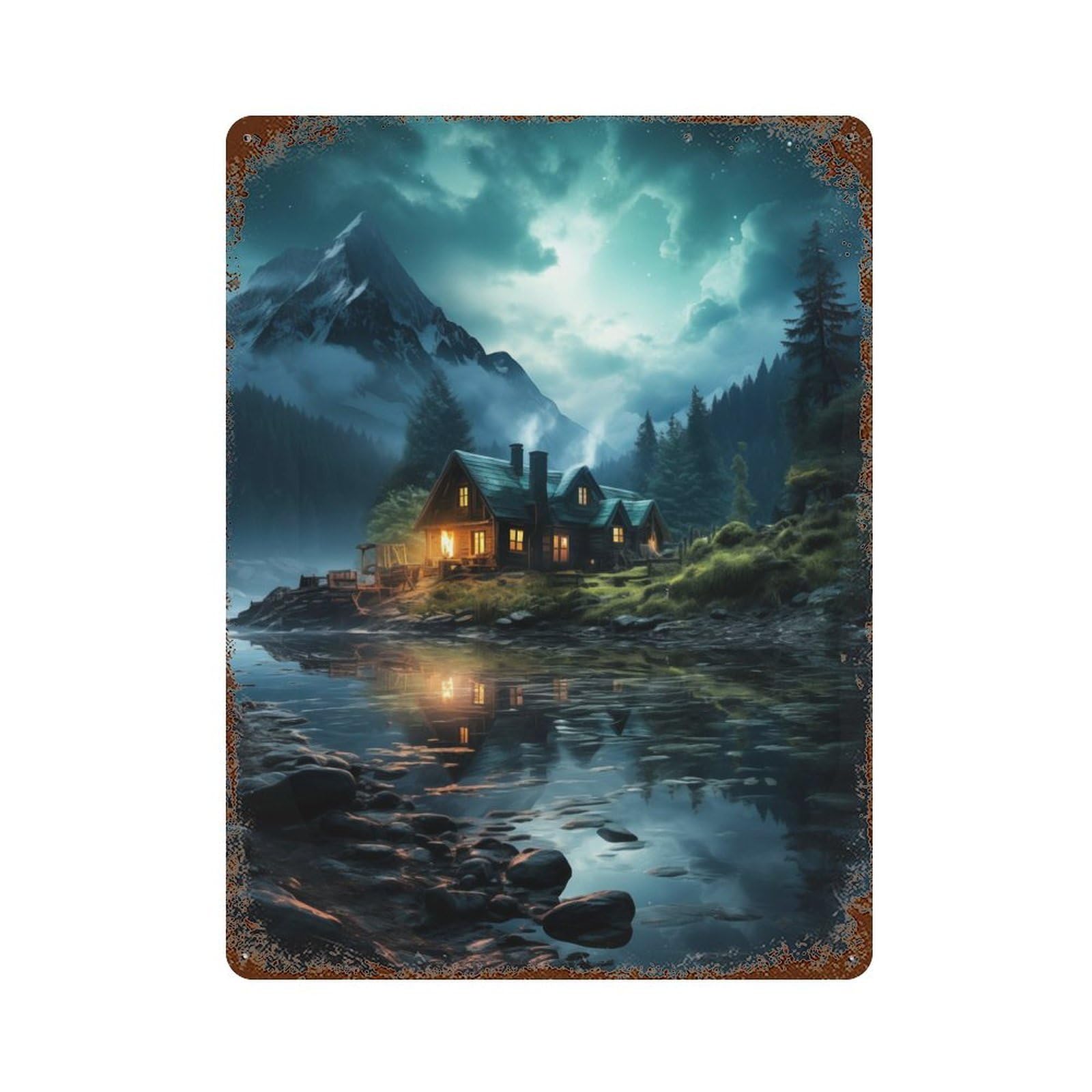 Iceland Nature Rust Effect Tin Sign 15.7"x11.8", Ideal for Farmhouse, Kitchen And Entryway Decor