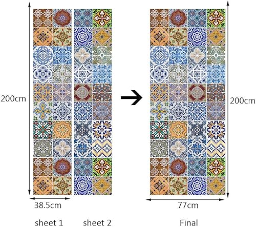 Miniatura 3 de Adhesivo 3D para puerta, diseño de azulejos, decoración del hogar, impermeable, para puerta, mural decorativo, 30.3 x 78.7 pulgadas, calcomanía para