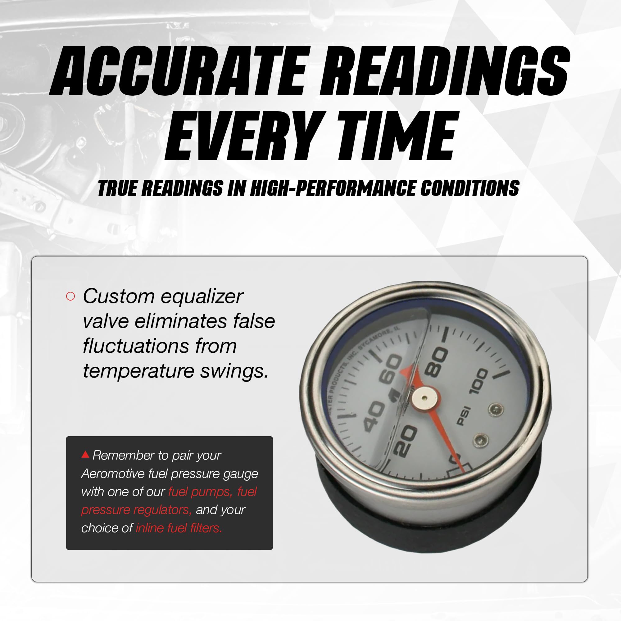 Aeromotive 15633 Fuel Pressure Gauge - 1.5in 0-100psi