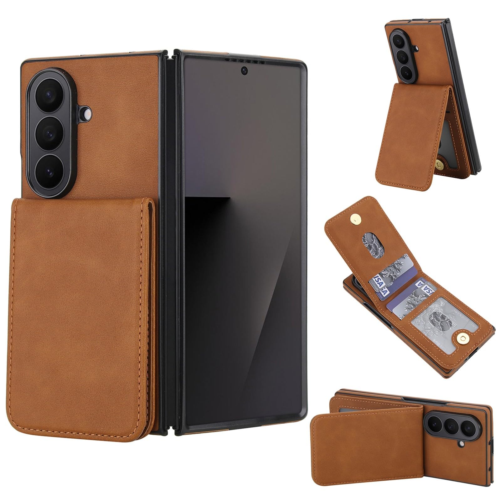 Generic Custodia Compatibile con Samsung Galaxy Z Fold 7 (Verde) Magnetica Rimovibile Portafoglio Custodia con Funzione Stand