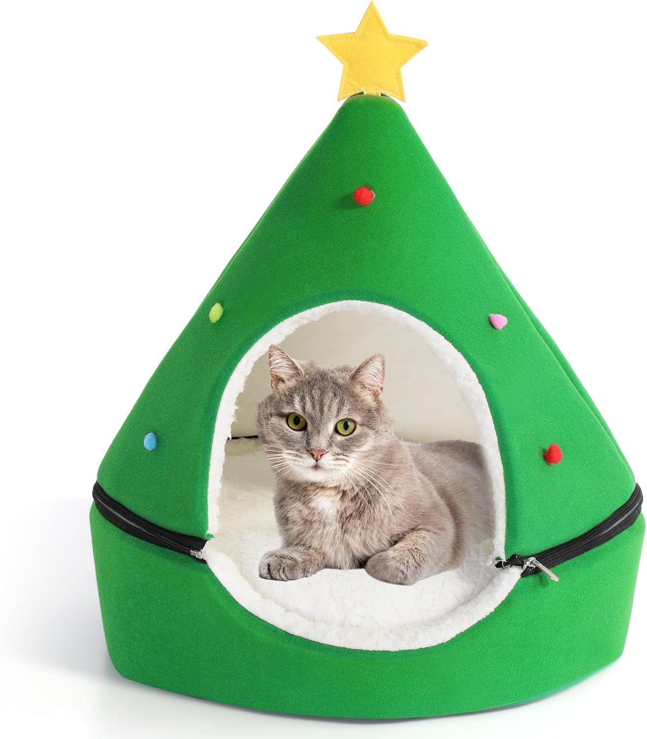 Beeveer Christmas Cat House Cat Beds for Indoor Cats