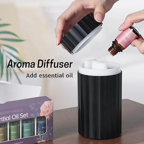 Miniatura 4 de Rican Difusor de coche, humidificador de coche negro, difusor de llama para aceites esenciales, mini humidificador portátil de niebla fría, difusor