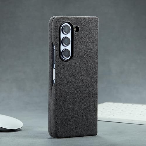 Miniatura 5 de AKANTRA Alcantara - Funda para Samsung Galaxy Z Fold5, hecha a mano, totalmente envuelta de gamuza sintética, protección de cámara metálica, a