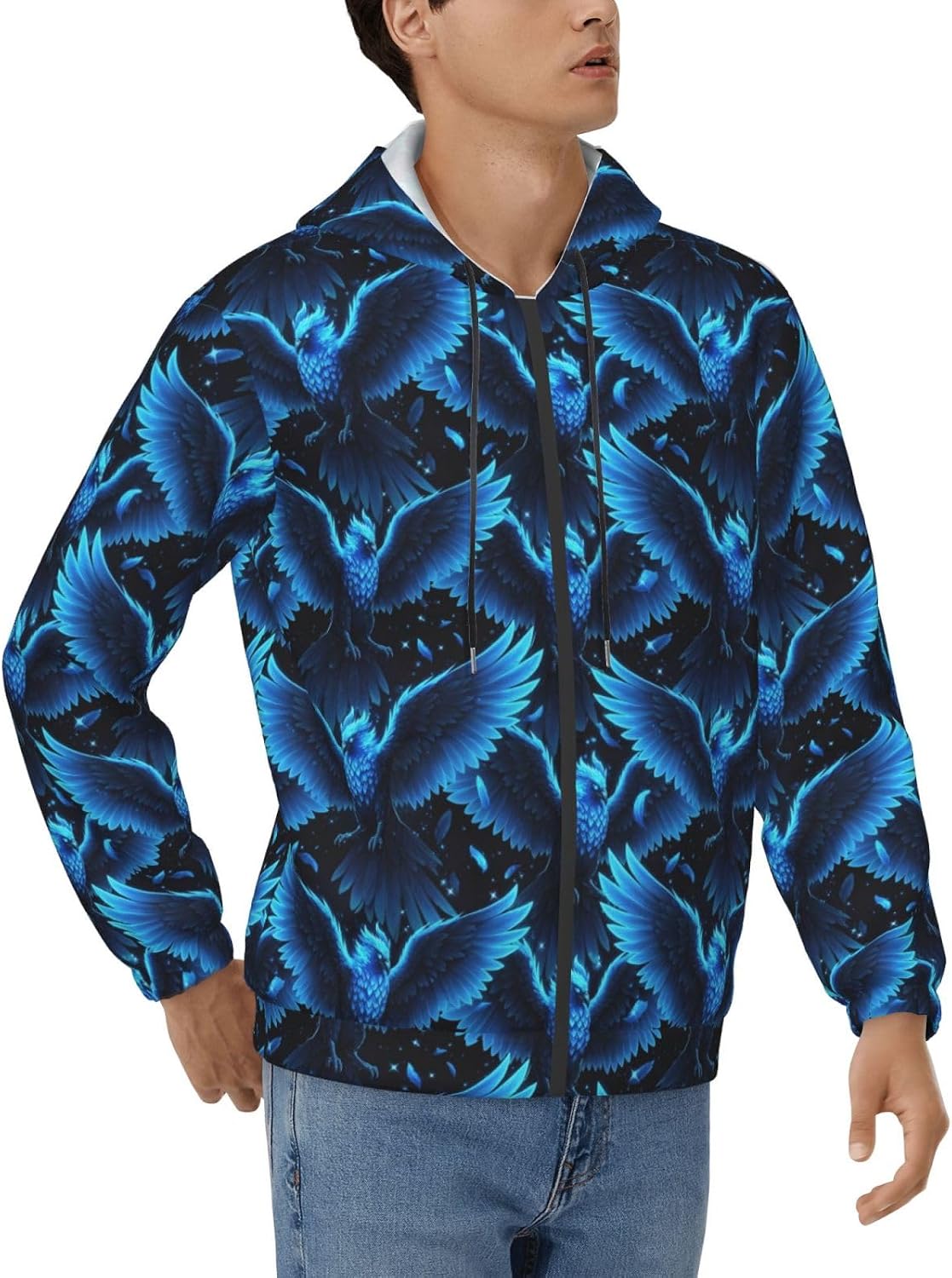 Supdreamc Men's Fleece-Lined Full-Zip Hooded Jacket with Pockets, Lightweight Fall Outerwear for Hiking & Camping