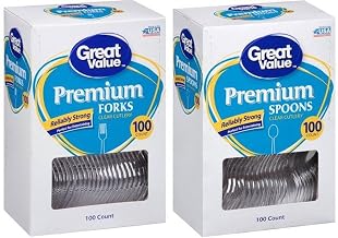 Great Value Party Premium Reliably Strong Plastic Flatware Set - Includes 100 Spoons & 100 Forks