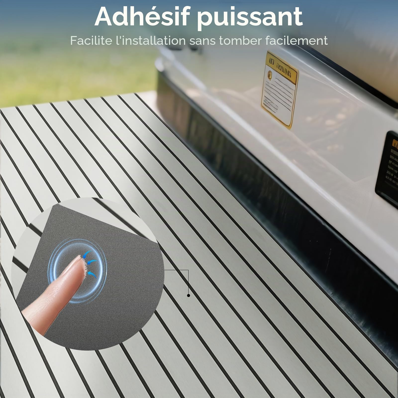 240 cm x 90 cm x 6 mm - Garniture de plafond en mousse EVA pour bateaux yacht marine - Tapis antidérapant avec dos adhésif - Revêtement de sol en bois de teck synthétique