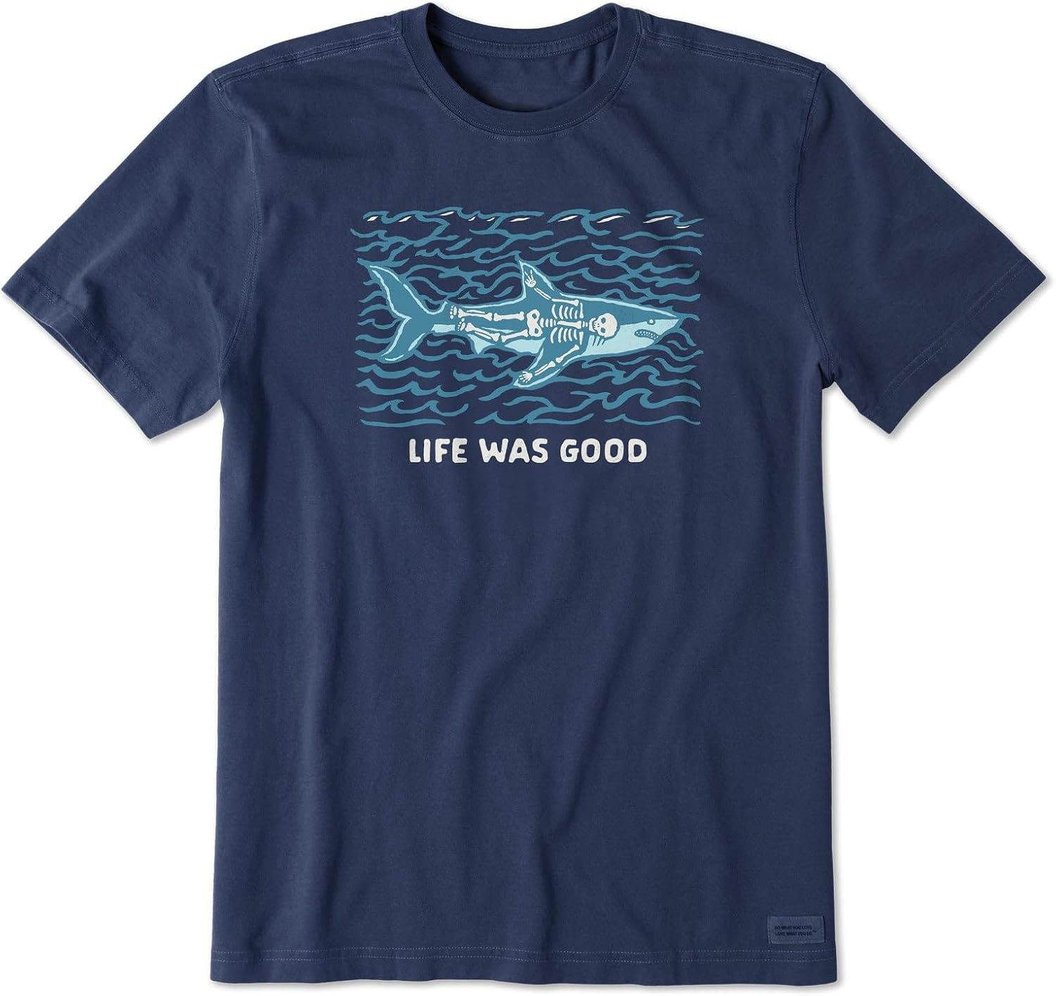Life is Good. Men's Life was Good Shark Short Sleeve Crusher Tee, Darkest Blue