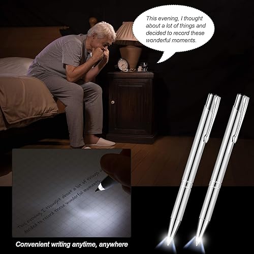 Miniatura 3 de Zonon Bolígrafo de punta iluminada de 4 piezas con linterna de luz, bolígrafo de luz LED, bolígrafo con luz LED para escribir en la oscuridad