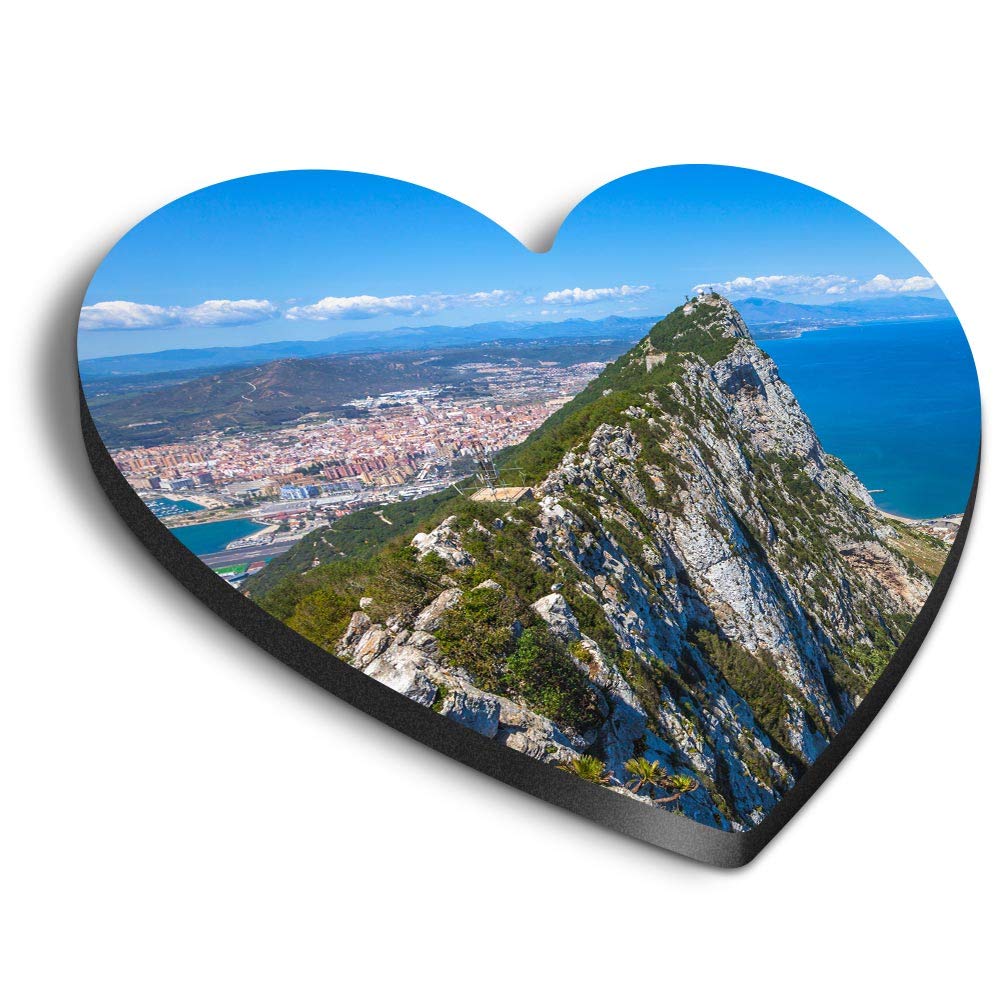 Destination Vinyl Ltd Multicolor 1 X Heart Mdf Magnets - Rock Of Gibraltar Ocean Sea 12550