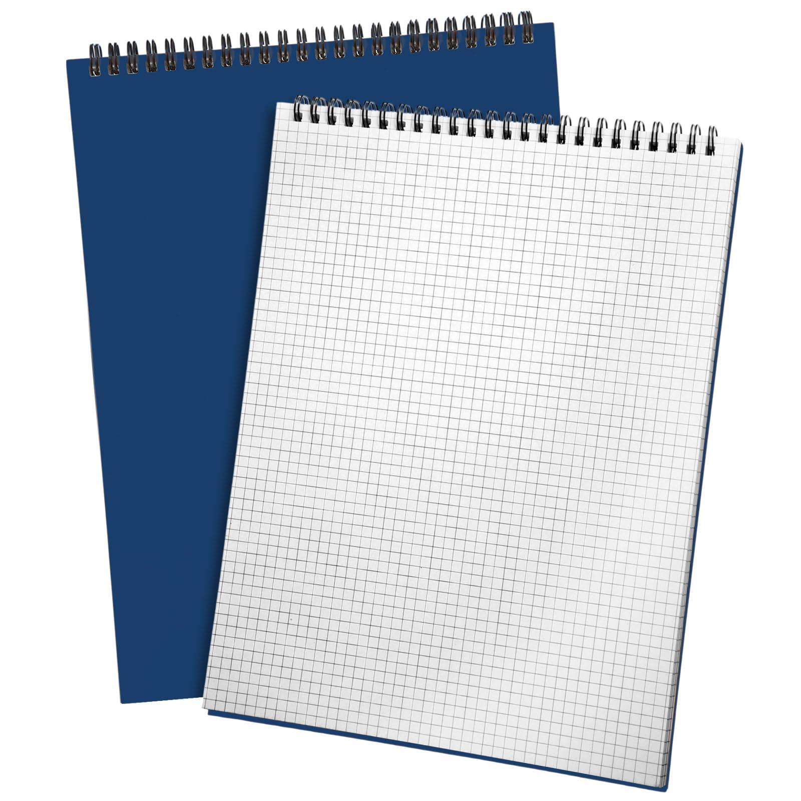 Engrowtic Confezione da 2 quaderni in carta a quadretti a spirale, formato A4, 21 x 29 cm, 70 fogli, per ingegneria, scrittura, schizzi, disegno, forniture scolastiche e per ufficio (blu scuro)