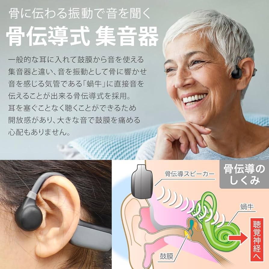 保証付 集音器 骨伝導 イヤホン 軽量 ワイヤレス USB充電式 4段音量調節 Amazon.co.jp: JTT Online 骨伝導 集音器 日本メーカー