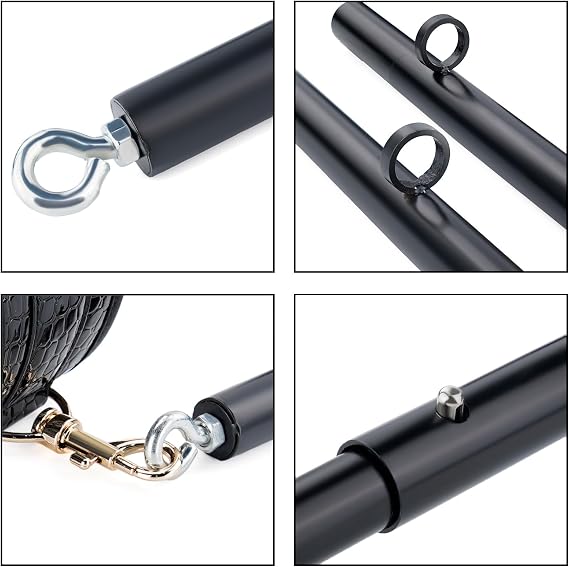 Black Expandable Spreader Bar Set Sports Pilates Training Tools Kit