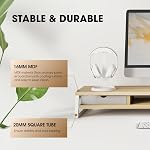 Fenge Dual Monitor Stand, moniteur Riser avec tiroir, 42.5 Inch grand moniteur d'ordinateur stand pour 2 Moniteurs, 2 Étagère de bureau en bois de niveau pour le haut du bureau, Oak