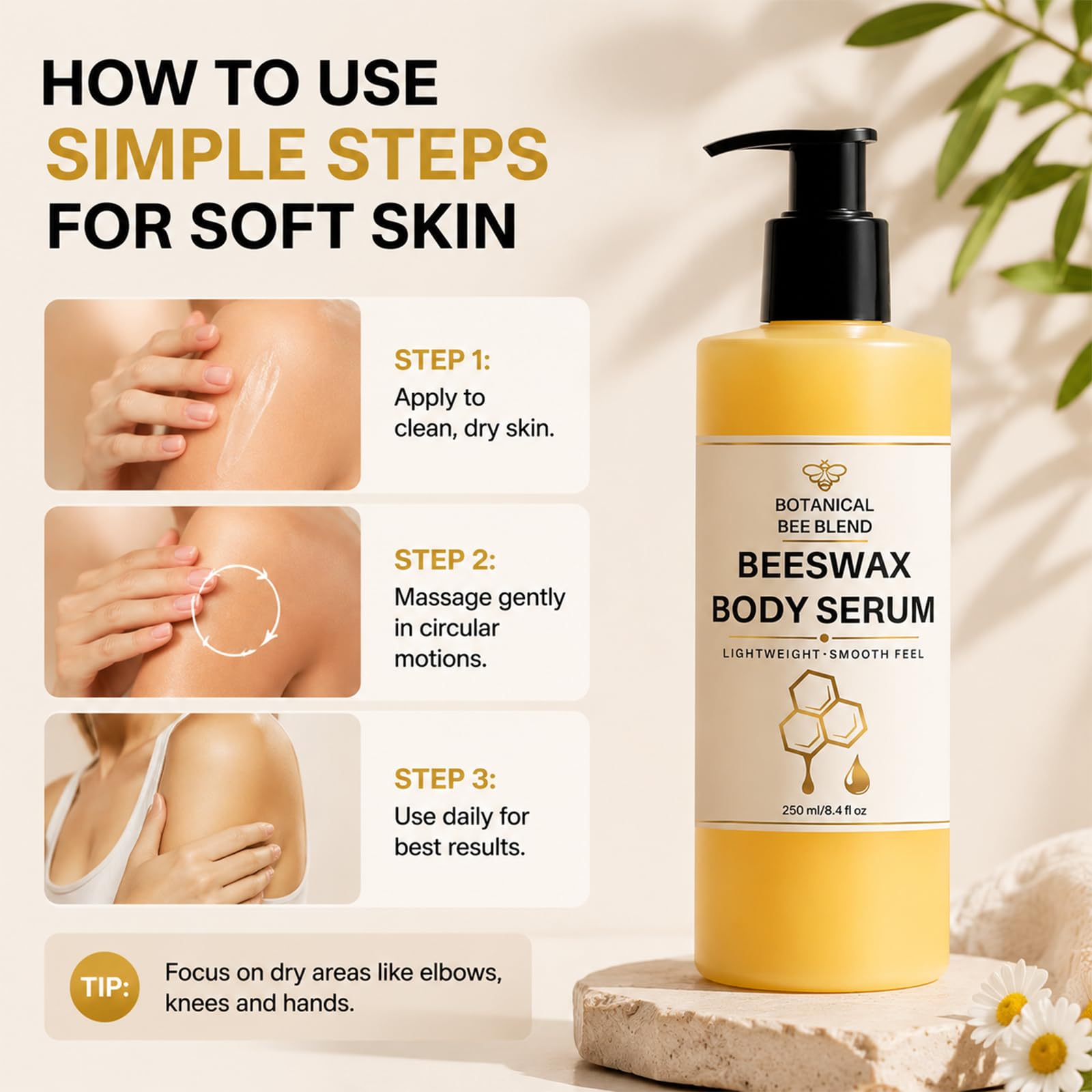 Beeswax Body Serum with Avocado Oil, Shea Butter & Sweet Vanilla, 8 fl oz