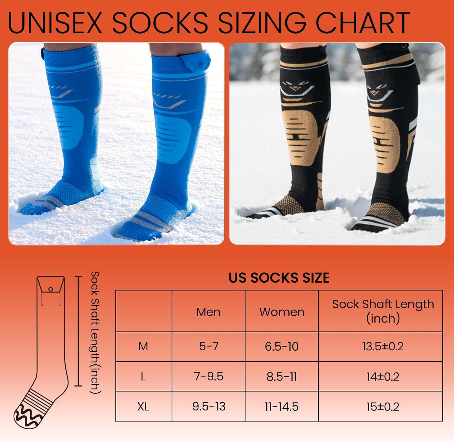 Merino Wool Heated Socks, 15-Hour Runtime & 145°F Heating, 8500mAh Rechargeable Electric Battery Operated Ski Socks with APP-Controlled for Men Women, Hunting, Camping, Winter - Image 7