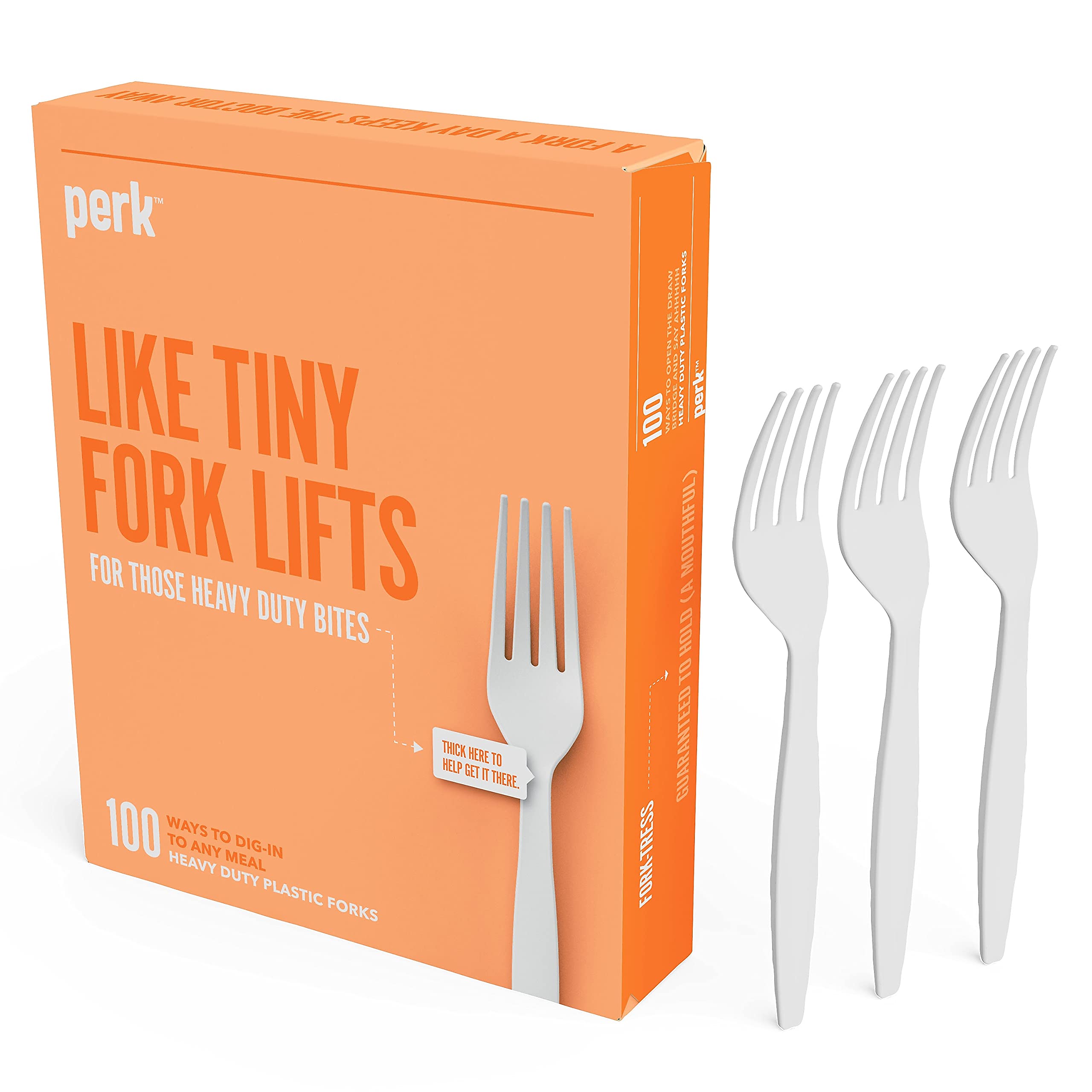 Perk Plastic Fork, Heavy-Weight, White, 300/Carton (PK56391VS)