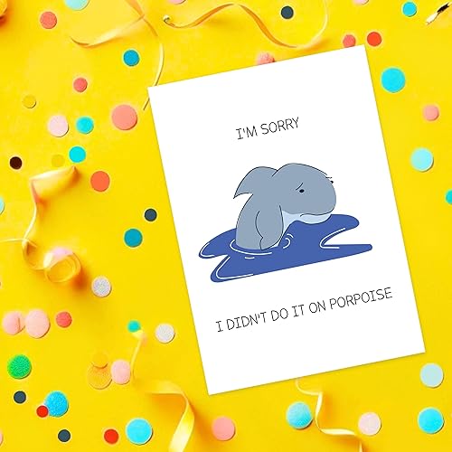 Miniatura 5 de Tarjeta de disculpa con texto en inglés I'm Sorry I Didn't Do It On Marsopa  Divertida tarjeta de disculpa con delfines para amigos, compañeros, él,