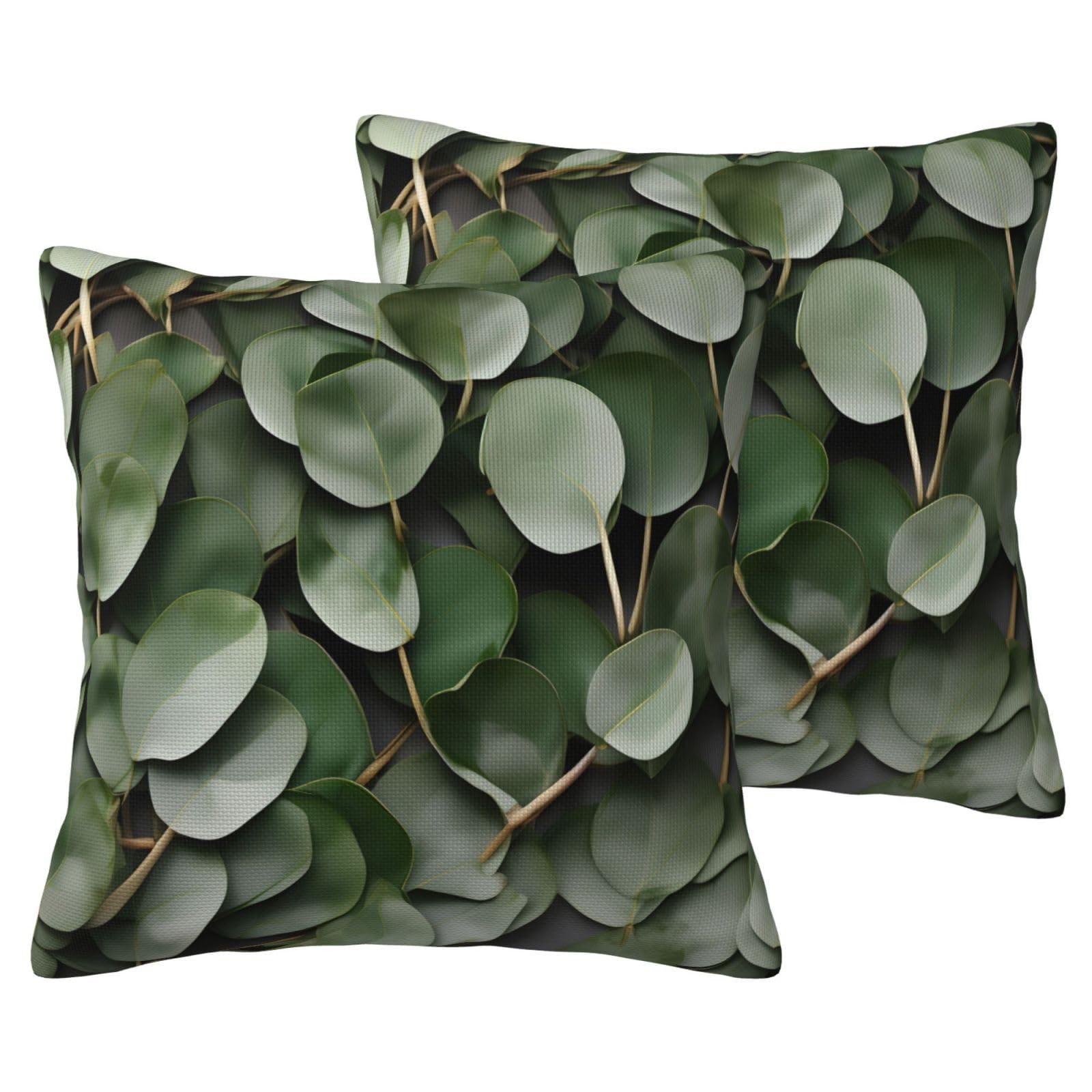 Housse de coussin motif eucalyptus pour décorer le salon