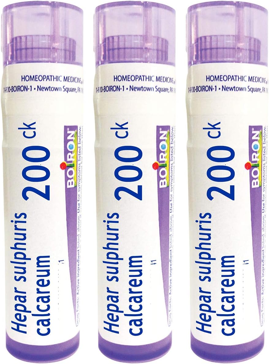 Boiron Hepar Sulphuris Calcareum 200Ck Homeopathic Medicine for Painful and Hoarse Dry Cough - Pack of 3 (240 Pellets)