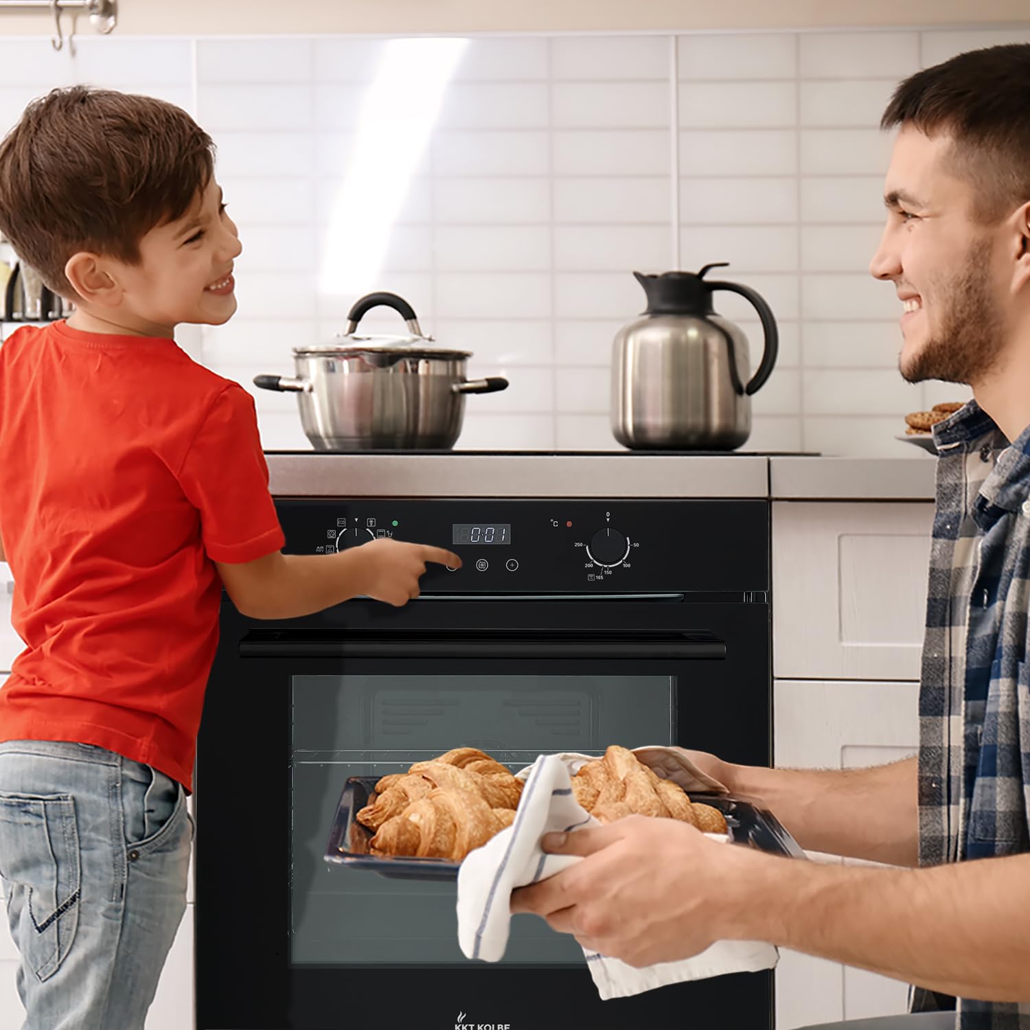 KKT KOLBE AirFryer horno empotrable de 60 cm negro con freidora de aire | diseño Full Black | independiente | 73 L | convección | función pizza | aire caliente | mandos giratorios | BO7005FB