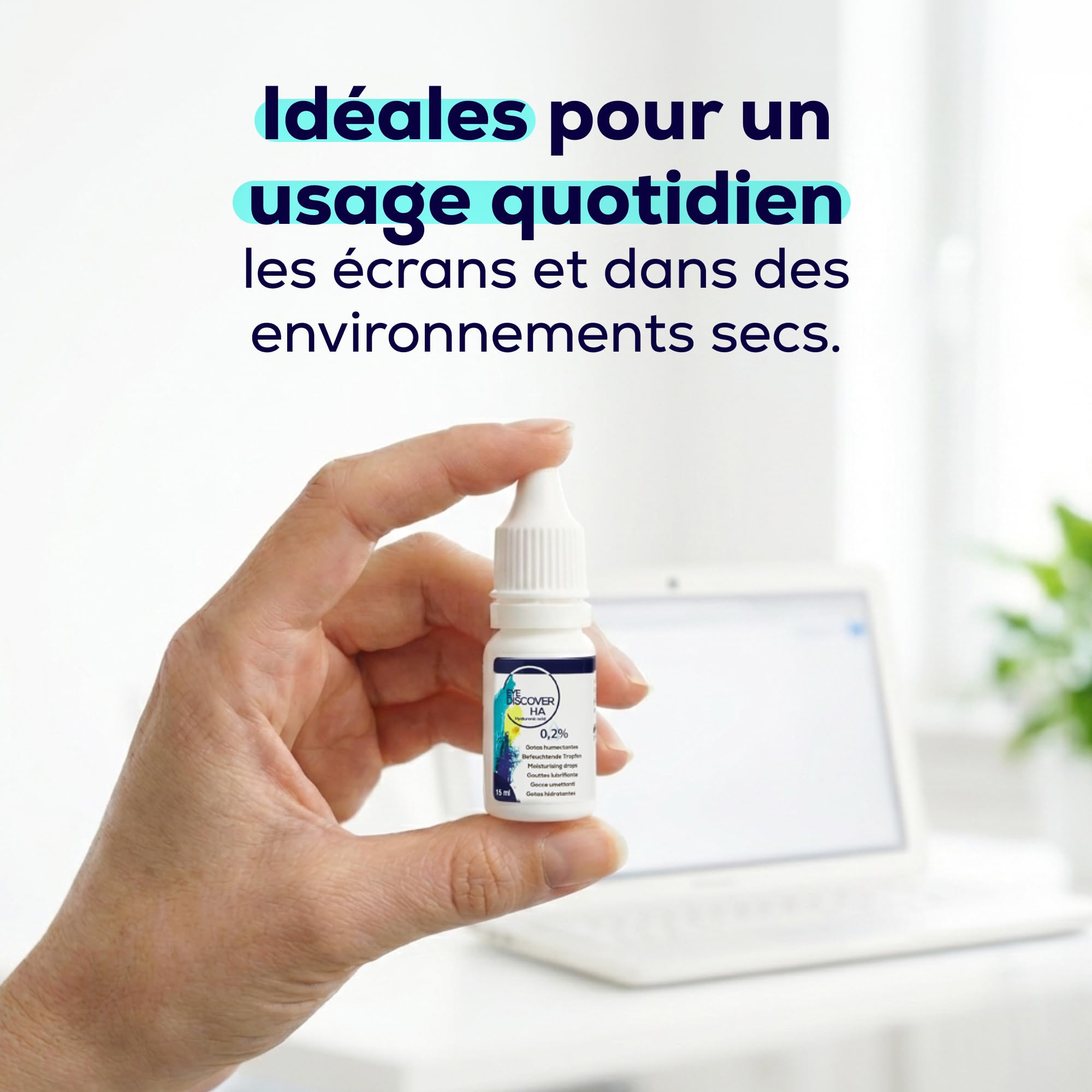 Larmes Artificielles avec 0,2% d’Acide Hyaluronique – Gouttes Oculaires pour Yeux Secs, Hydratation Intense, 2 x 15 ml