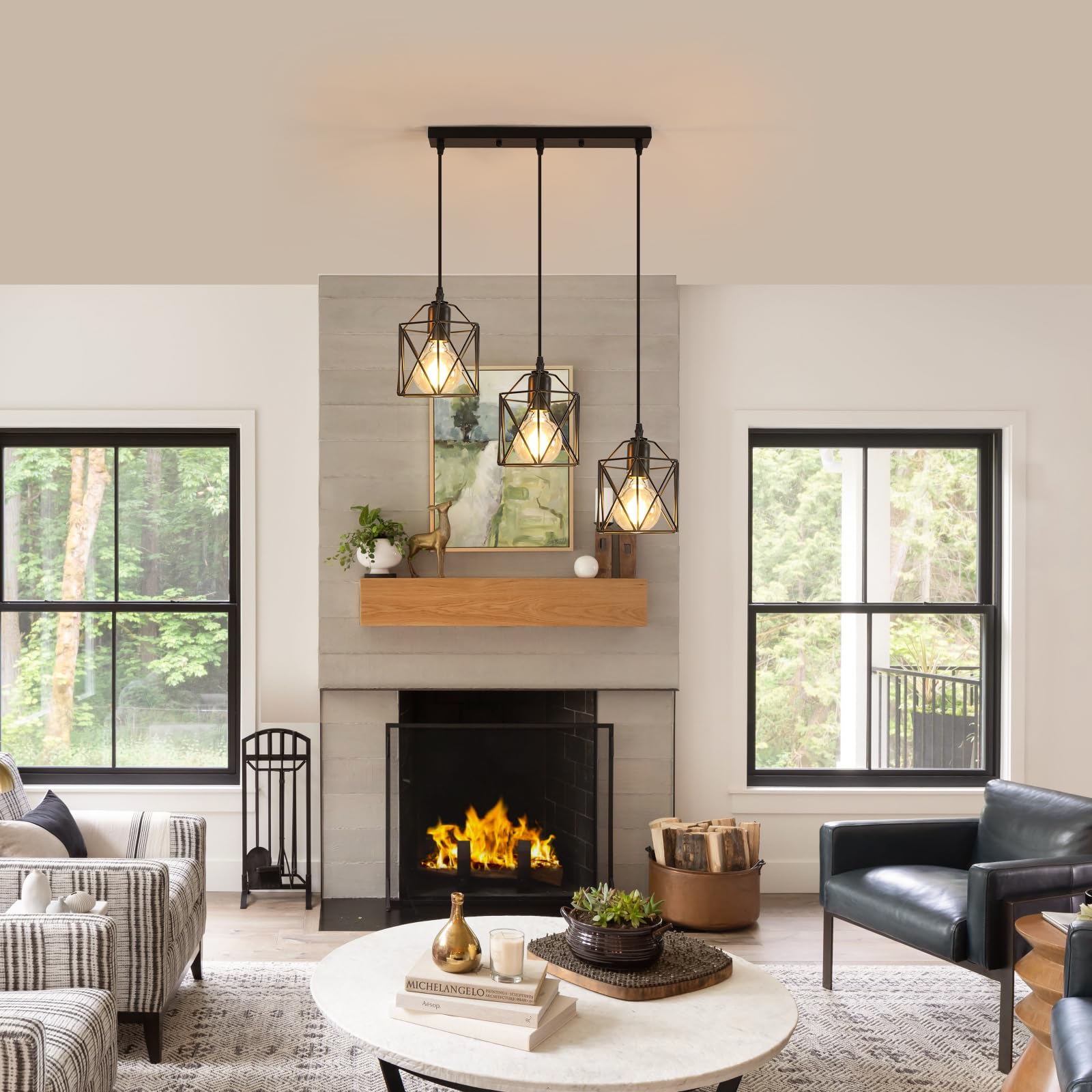 Lampa wisząca w stylu vintage, 3 lampy, z regulacją wysokości, przemysłowa lampa sufitowa E27, czarna metalowa klatka, retro lampa sufitowa do kuchni, sypialni, jadalni