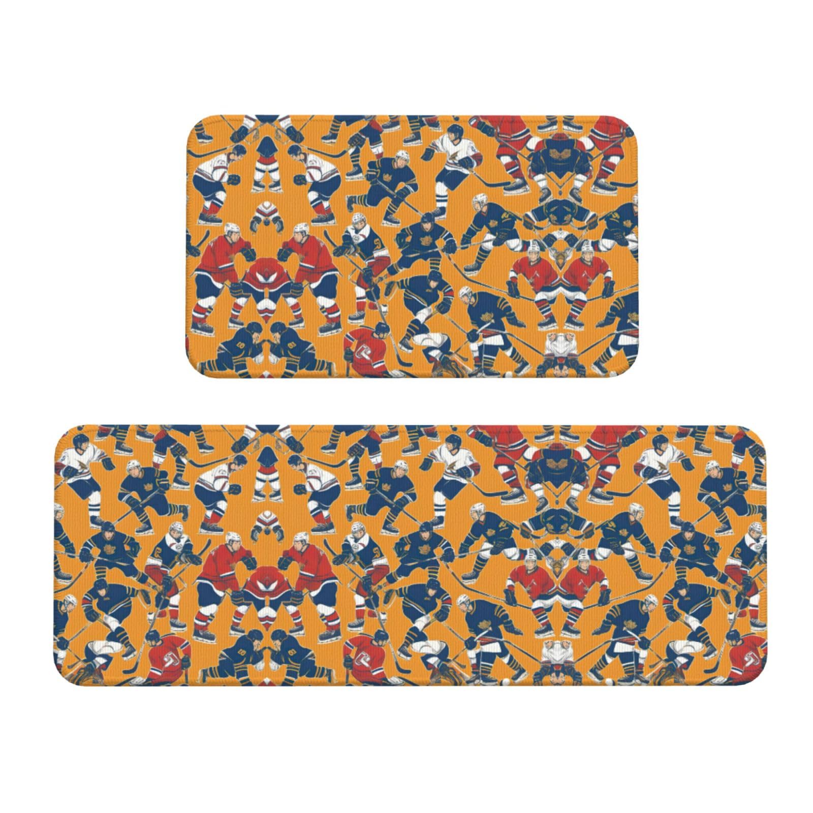 Tapis de cuisine imprimé hockey antidérapant lot de 2