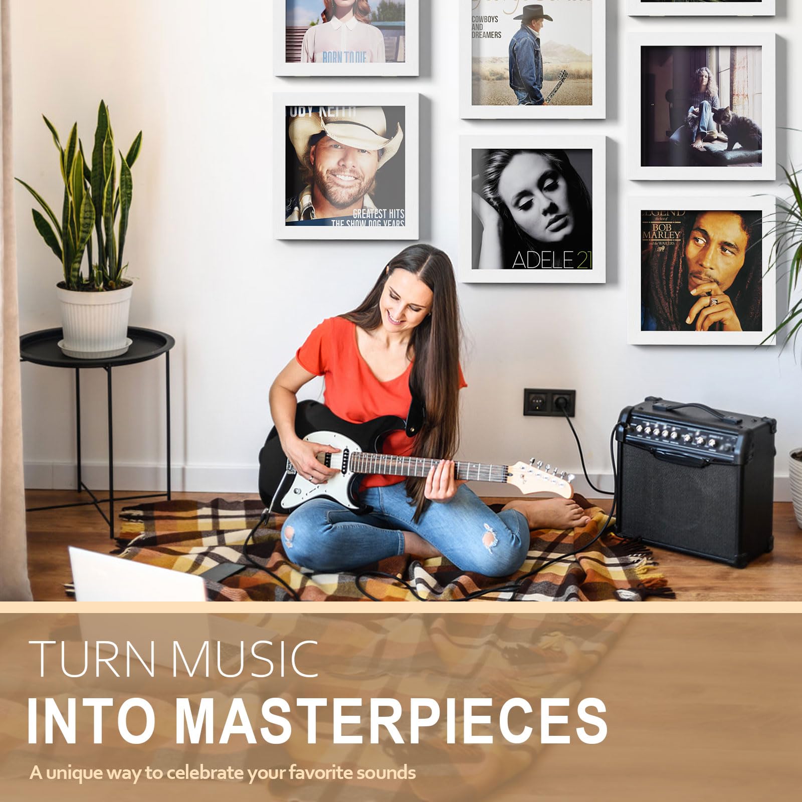 3 pezzi scatola in vinile, apertura frontale a parete, supporto in vinile, telaio in legno, stile vintage, per dischi in vinile, per visualizzare coperture in vinile LP da 12 x 12 pollici
