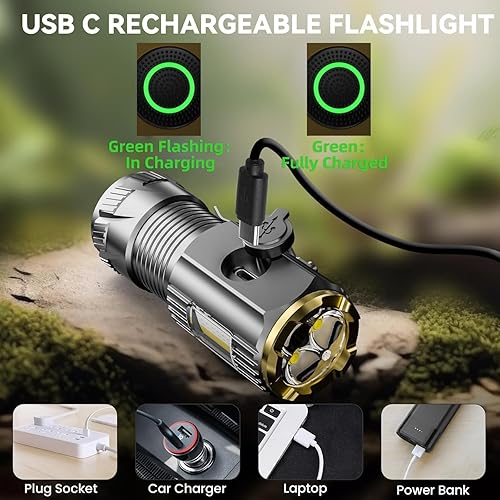 Miniatura 6 de Mini linterna LED recargable, 9000 lúmenes, linterna pequeña ultra brillante, con clip e imán, IPX6 impermeable, 6 modos, adecuada para camping,