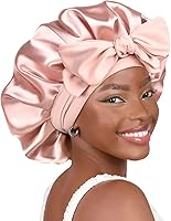 Vista 11 de YANIBEST Adjustable Silk Bonnet for Sleeping Women Double Layer Satin Bonnet Reduce Friction Prevent Frizz Curly Hair Salvia