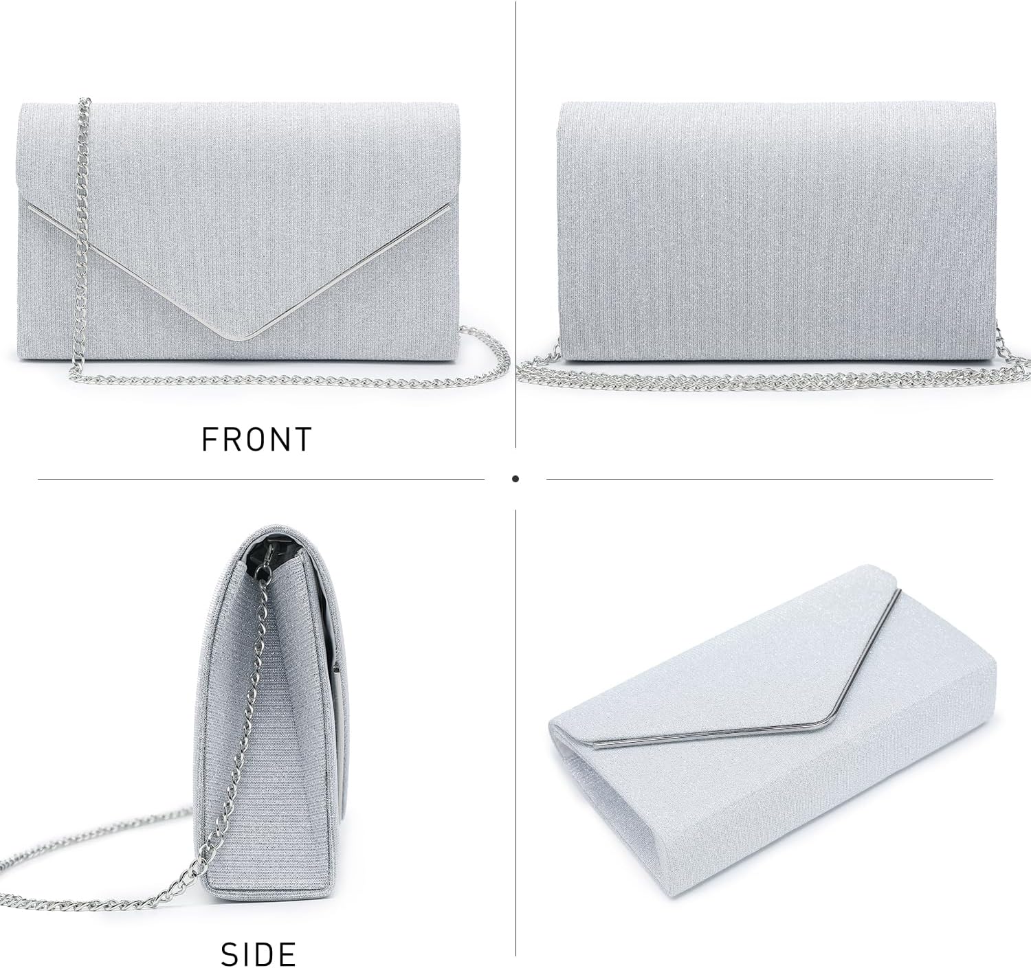 Dasein Women Glistening Clutches Handbags Evening Bags Wedding Purses Cocktail Prom Party Clutches - Image 3