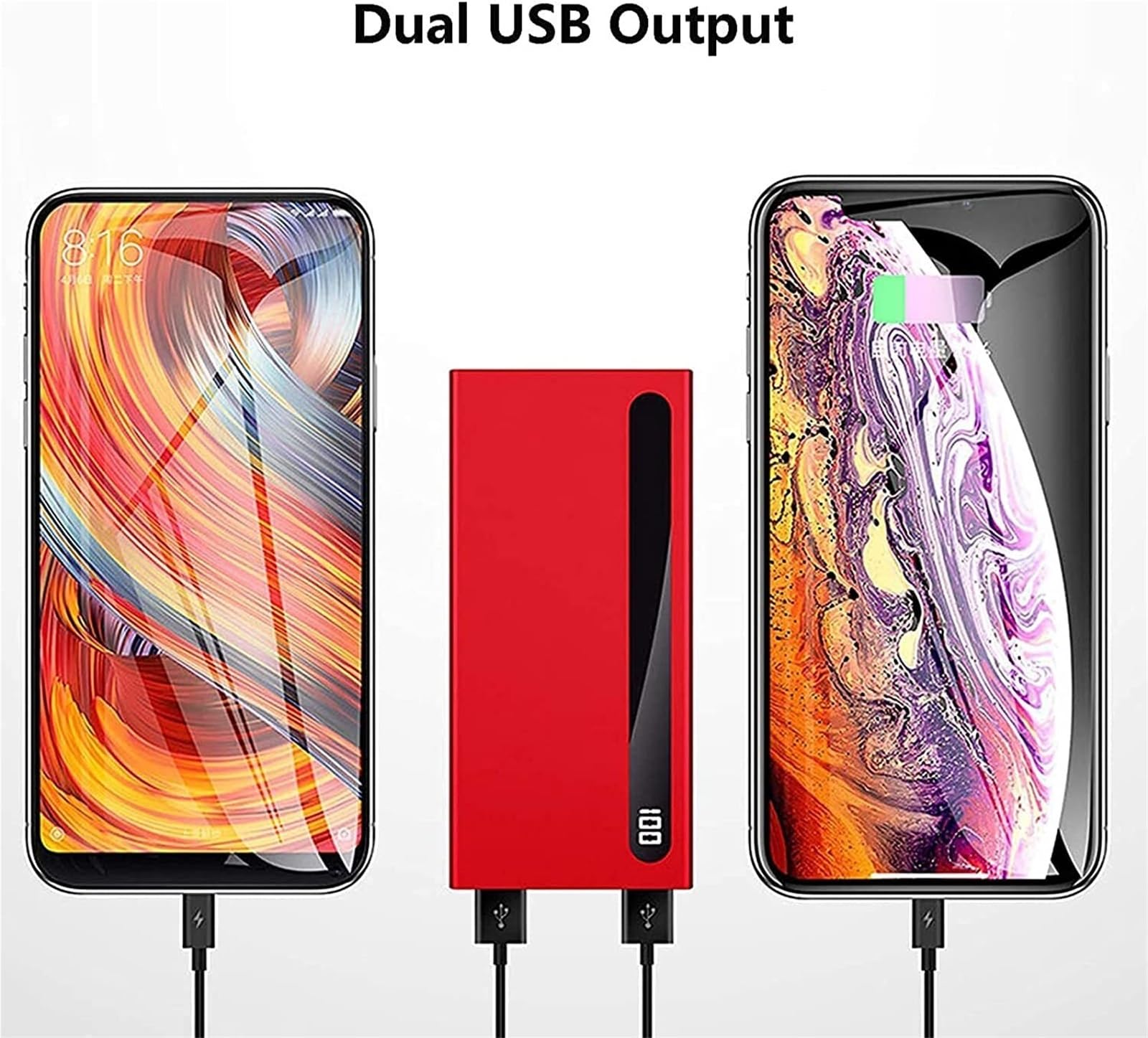 Przenośna ładowarka Power Bank 100000 mAh, 2,1 A, szybkie ładowanie do telefonu, zewnętrzna bateria z cyfrowym wyświetlaczem LED, 2 porty USB i 2 wejścia USB-C, dla telefonu z systemem Android