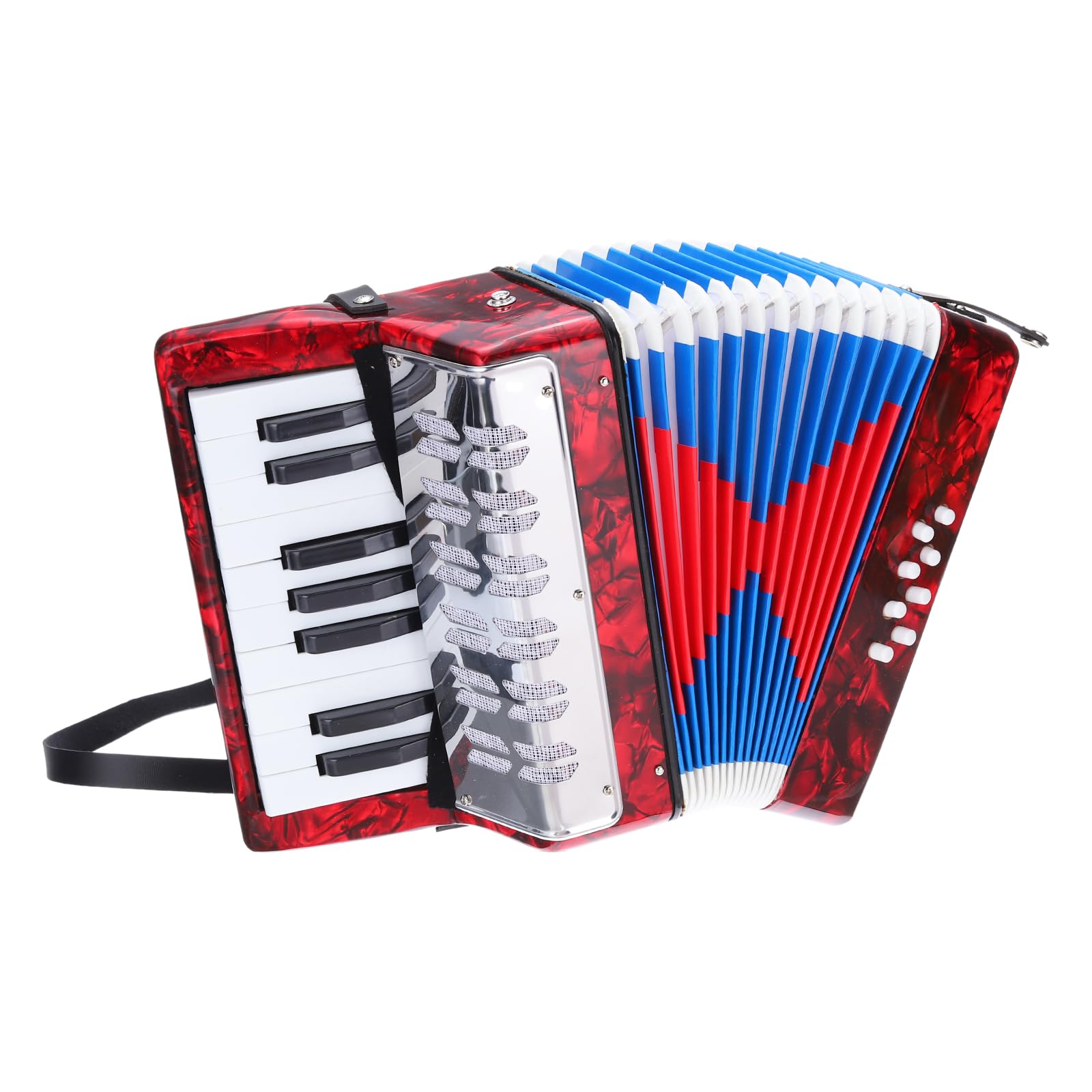 sourcing map Accordéon, 17 touches, 8 boutons de basse, mini instrument de musique léger pour enfants, débutants, éducatif, rouge