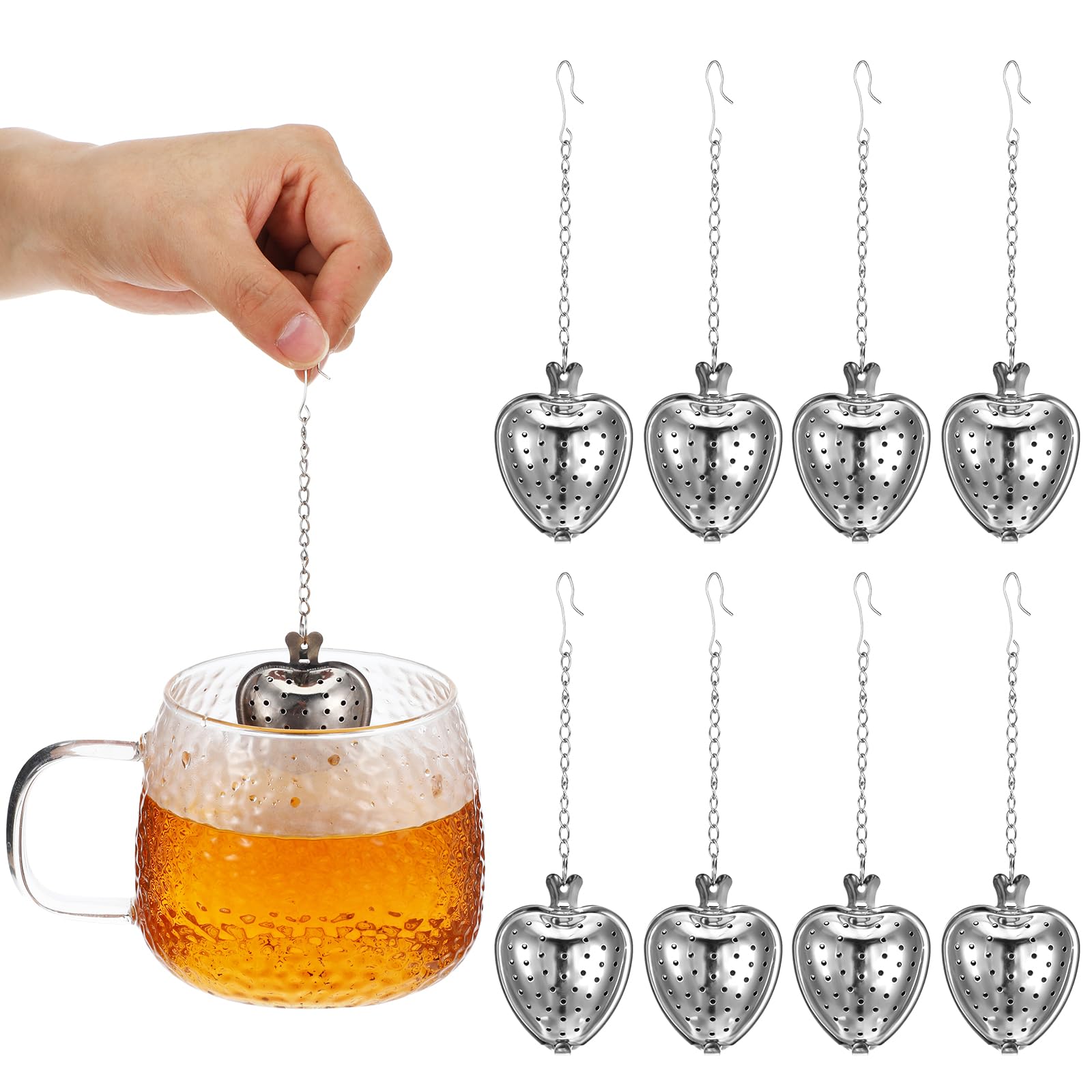 40 Stück Edelstahl-Tee-Ei, Tee-Ei, Premium-Tee-Filter, Tee-Intervall-Diffusor mit verlängertem Kettenhaken zum Aufbrühen von losem Tee, Gewürzen und Gewürzen