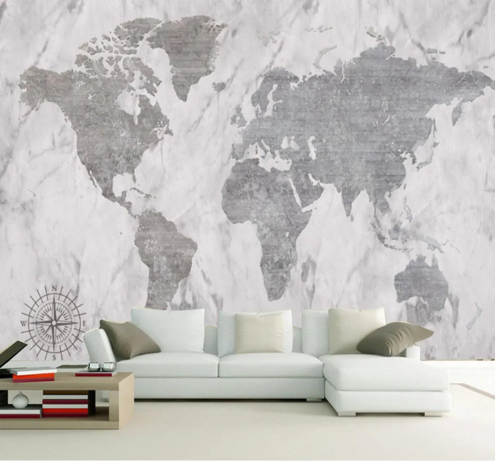 Wallpaper-3D-Xlm 350Cm×256Cm(B×H) Cartoon Hand Drawn Retro Creative World Map 3D Wallpaper Easy Install Feature Office Living Room Sofa Bedroom Tv Background Wall Decoration-350Cm×256Cm