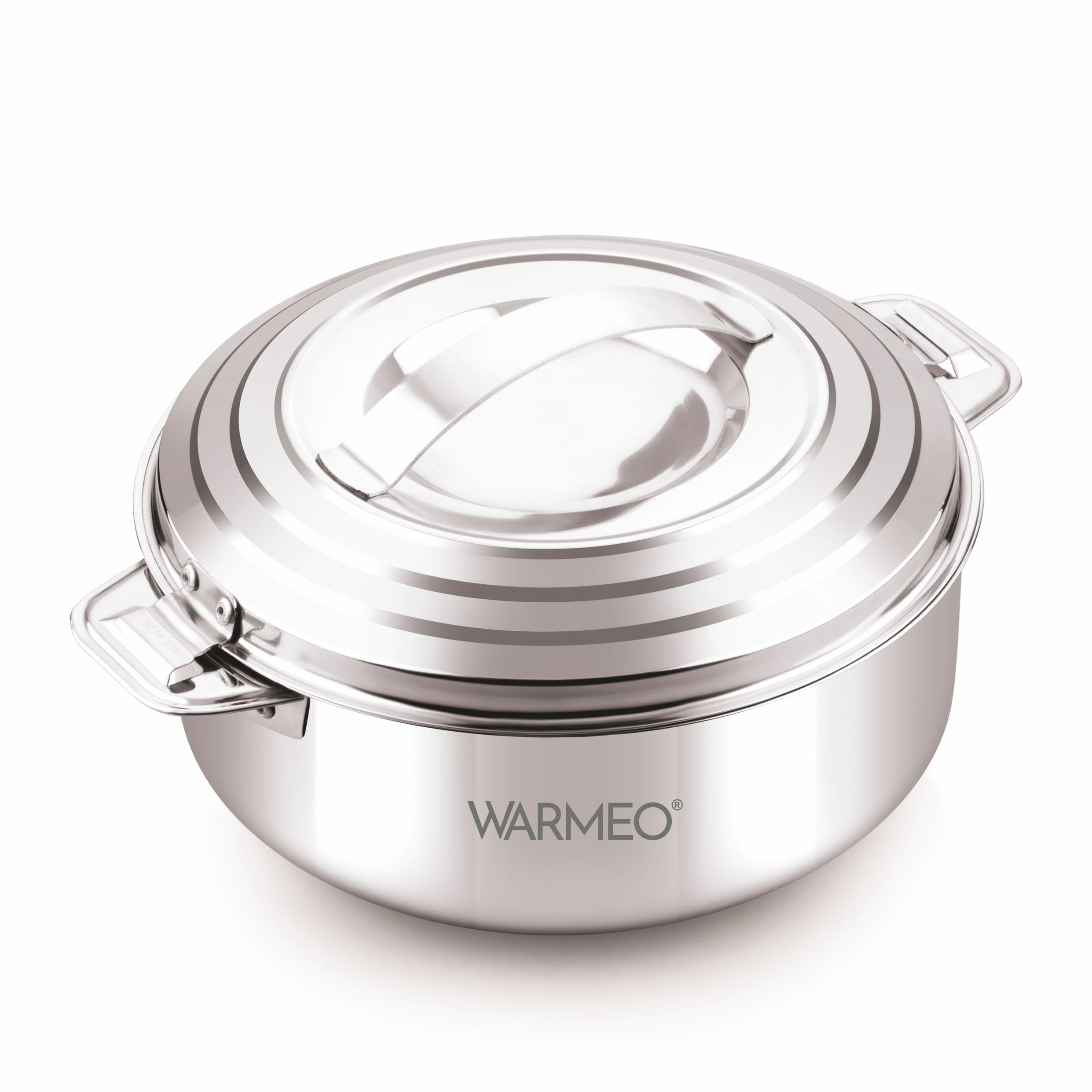 WARMEO Linea Premium Insulated Stainless Steel Casseroles | Easy to Carry Hot Boxes for Kitchen | Hot Food, Easy to Store | Silver | 3000ml