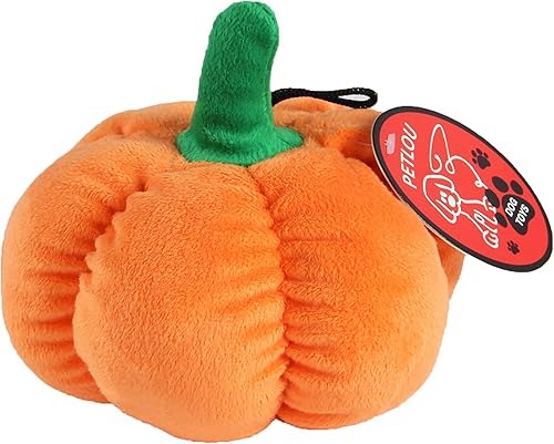 Miniatura 2 de Pet Lou Pumpkin Plush Dog Toy, Durable Squeaky Dog Chew Toy for Soft Chewer, Puppies and Small Dogs, Soft Stuffed Plush, Orange, 8 Inch, 1 Count