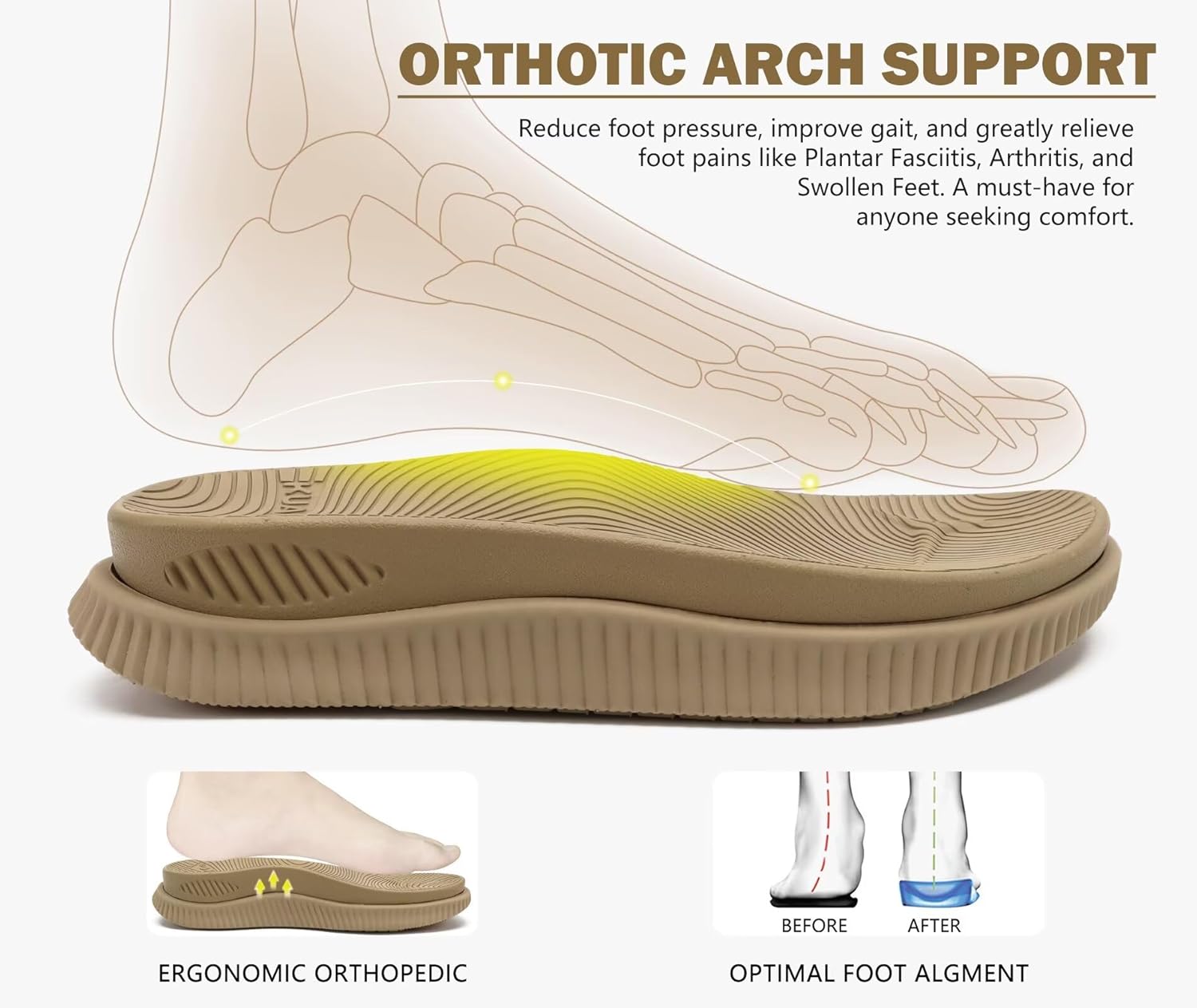 KuaiLu Men's Orthotic Cushion Flip Flops Mens Athletic Recovery Foam Walking Sandals Lightweight Summer Beach Flip-Flop Slides Shoes for Man, Soft Comfort Fit & Arch Support - Image 3