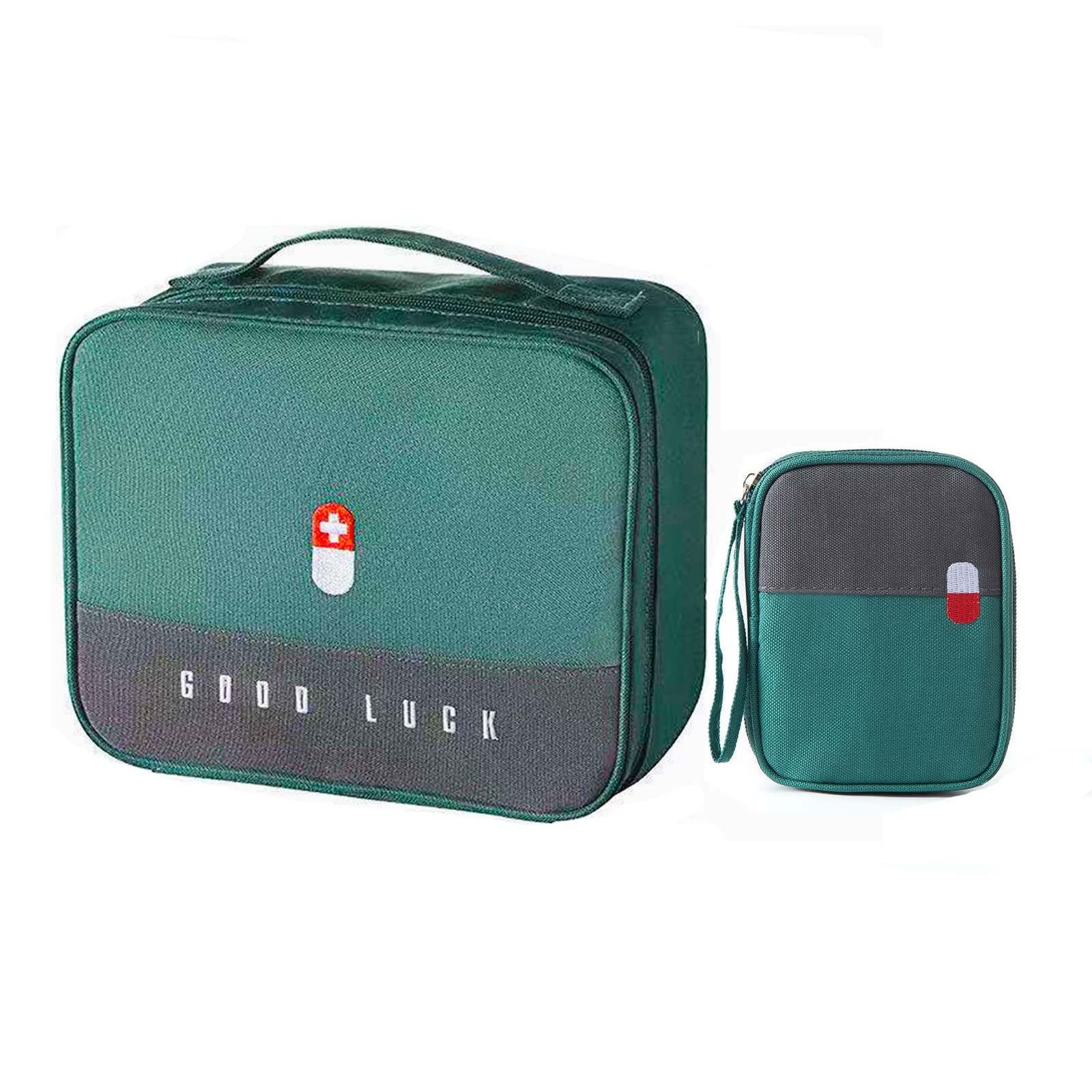 XIXIAMI First Aid Bag Empty Portable Medicine Bag Emergency Pouch for Home Car Travel Camping Hiking-Green