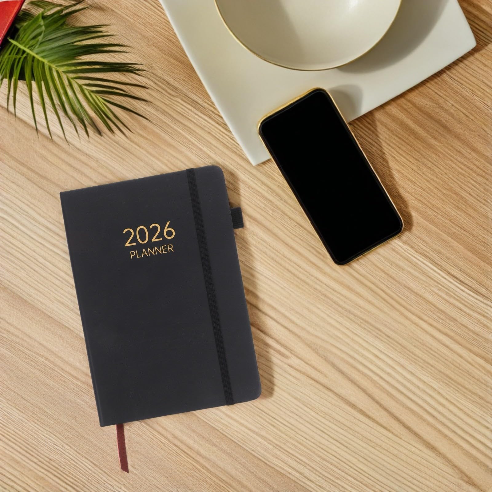Planner 2026 A5 con Fascia Elastica, Agenda Giornaliera Settimanale Mensile, Quaderno Portatile per Ufficio, Scuola e Viaggio, Diario di Pianificazione con Copertina Similpelle