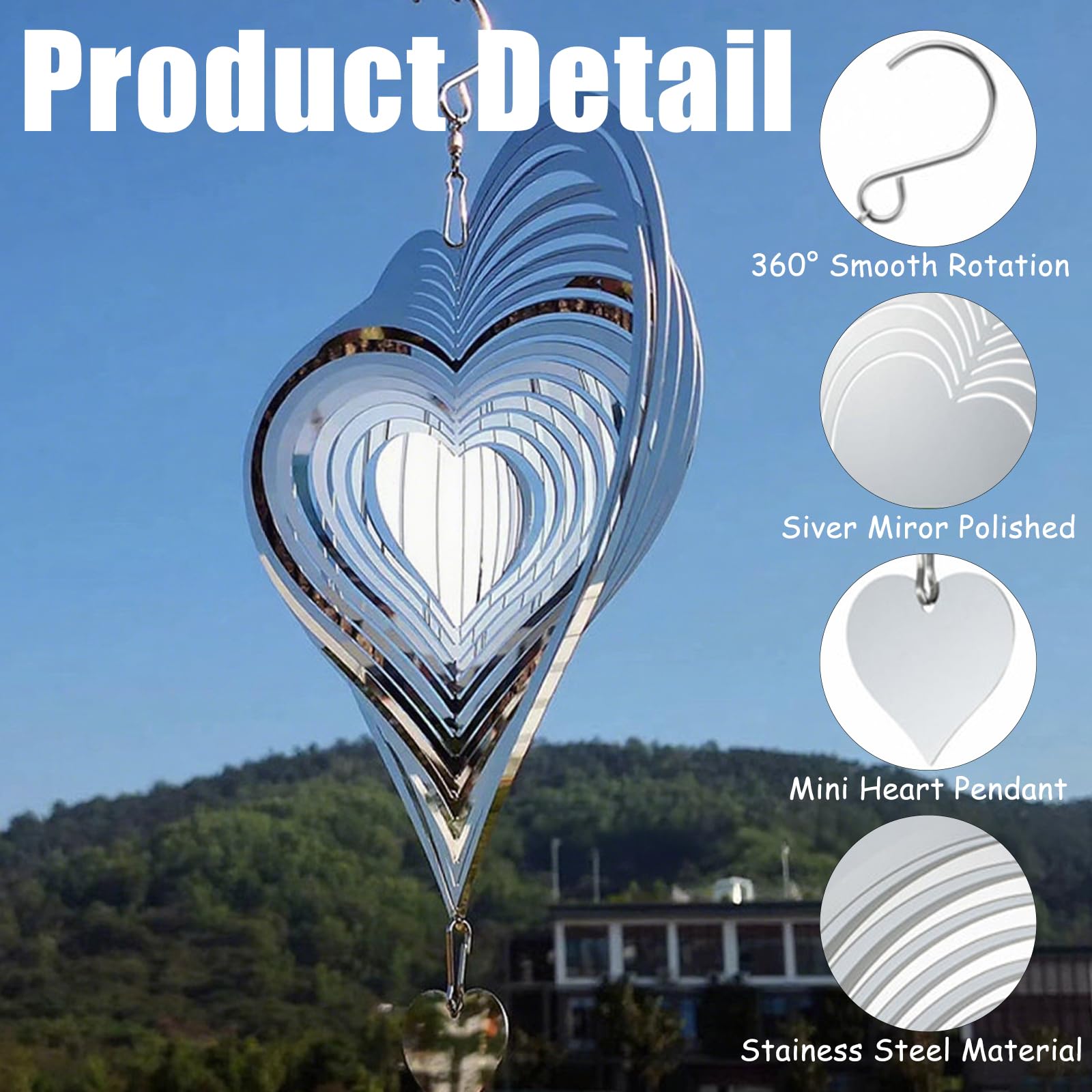 GALPADA Carillon éolien En Forme De Cœur En Métal à Suspendre